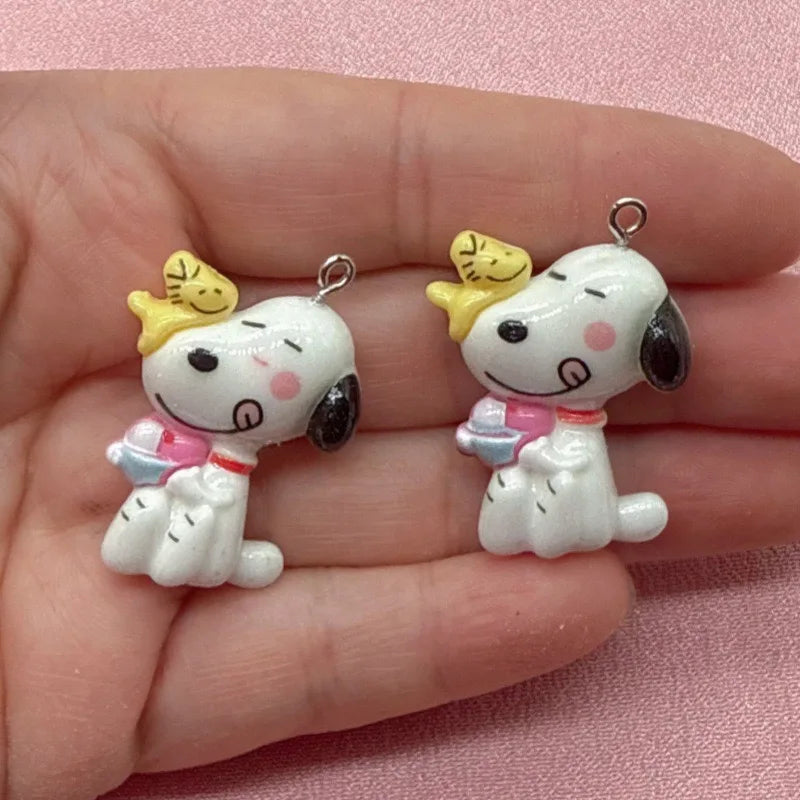 10pcs resin cute little dog pendant, DIY jewelry making earrings, keychain accessories