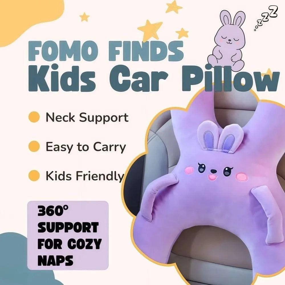 Cute Cartoon Car Headrest Head Support Removable Unisex Sleeping Pillow Breathable Comfortable Car Mounted Pillow Travel Comfort