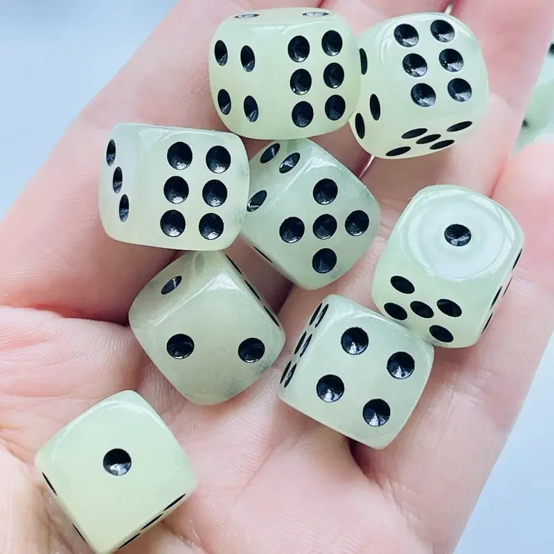 10pcs/set Luminous Dice, 16mm Circular Black Dot Dice, Nightclub Bar KTV Boutique Entertainment Luminous Dice Set