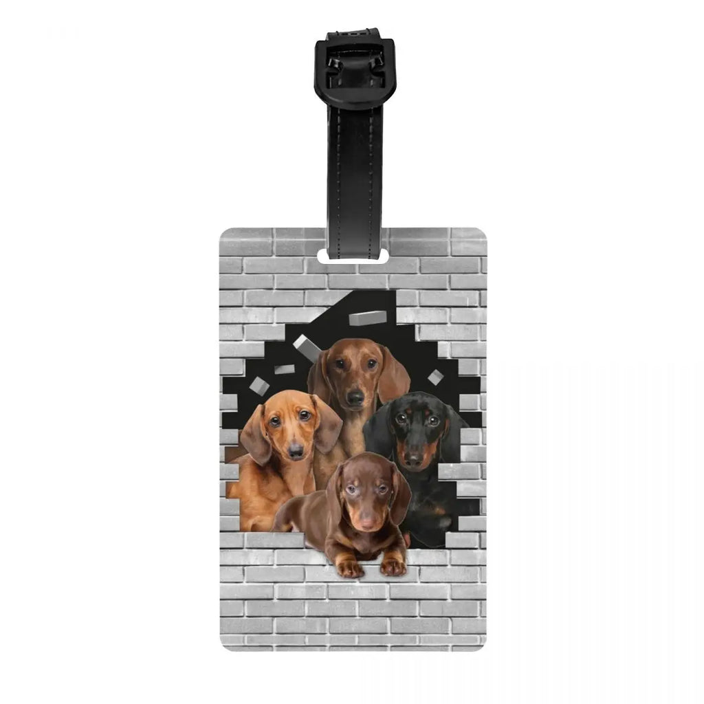 Custom Dachshunds Dog Luggage Tag Privacy Protection Badger Sausage Wiener Baggage Tags Travel Bag Labels Suitcase