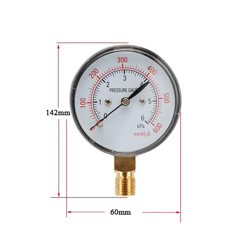 ELECALL YE-60 Air Diaphragm Pressure Gauge 0~6KPA  Phosphor Bronze Film Box Pressure Gauge Positive Pressure Meter