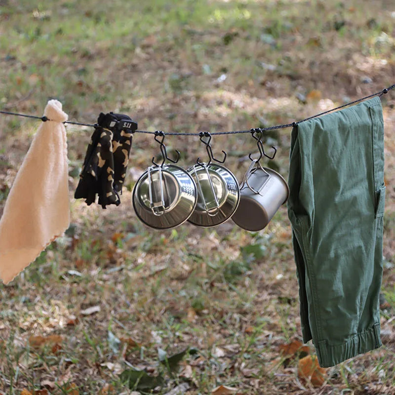 3M Outdoor Camping Stretch Clothesline with 12 Beads Clips Retractable Laundry Dryer Clothes Rope Hanging Laundry Drying Ropes