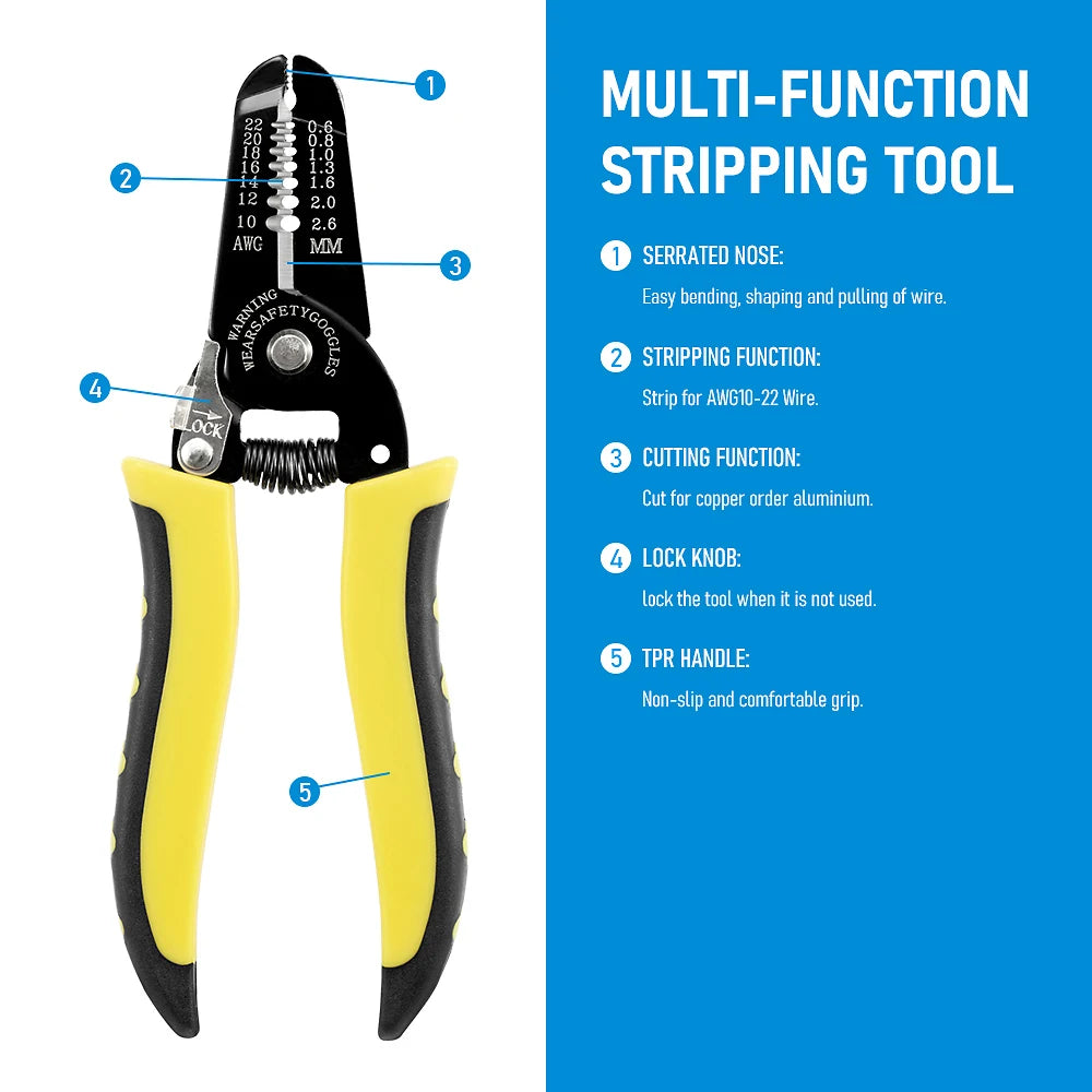 Multifunctional Crimping Pliers Wire Stripper Cutter Crimper 10-26AWG Crimping Tool Terminals Electrical Clamp Mini Tools