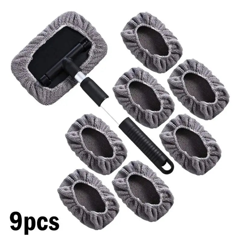 Car Windshield Glass Cleaner Microfiber Car Window Cleaning Brush Extendable Handle Interior Exterior Car Wash Tools Set