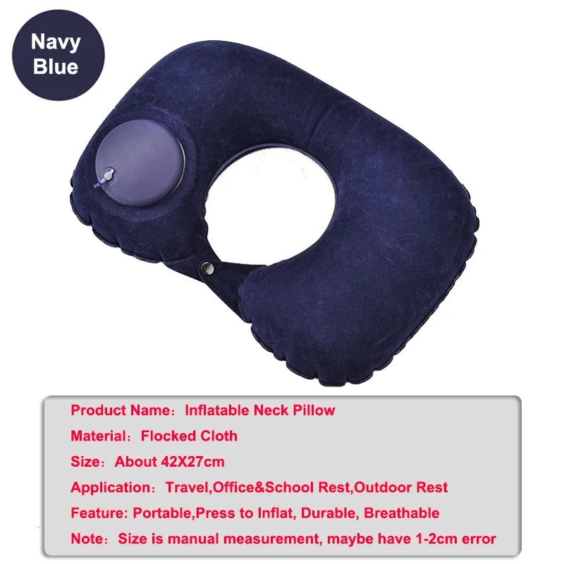 Inflatable Travel Pillow Airplane Neck Pillow U-shaped Cervical Orthopedic Protection Pillow Outdoor Portable Foldable Pillows ﻿