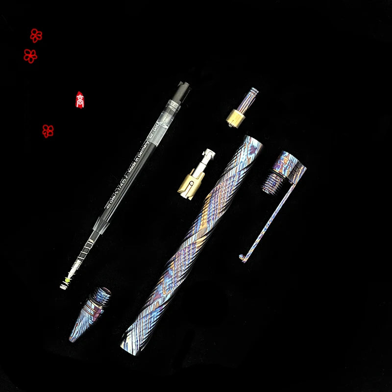 Zirconium Titanium Damascus Click Pen Tactical Pen EDC Portable Signing Premium Business Pen Stationery