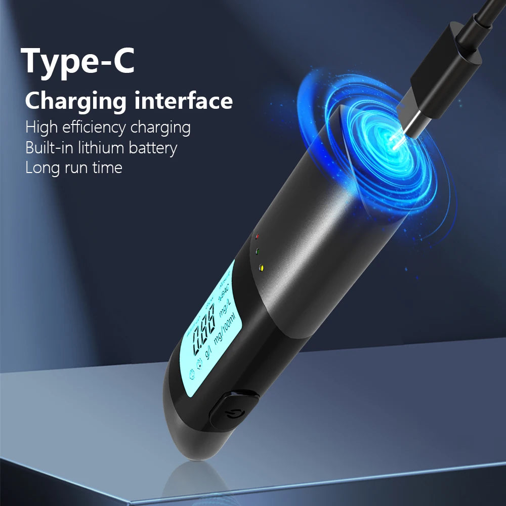 Non-contact Alcohol Tester High Precision Breathalyzer Alcometer USB Rechargeable with LCD Display Digital  Alcohol Detector