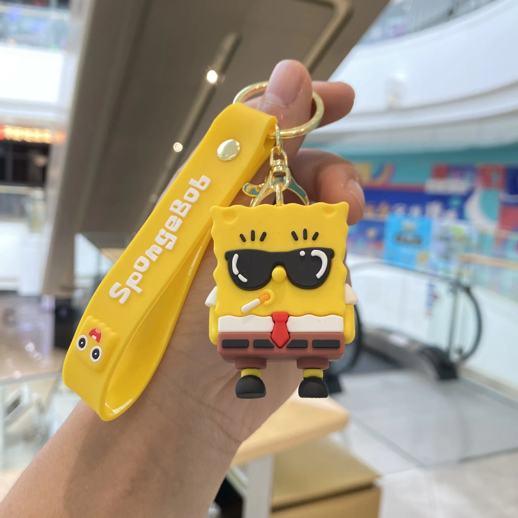 Kawaii Anime Spongebob Squarepants Patrick Star PVC Keychain Backpack Decoration Birthday Gift For Children