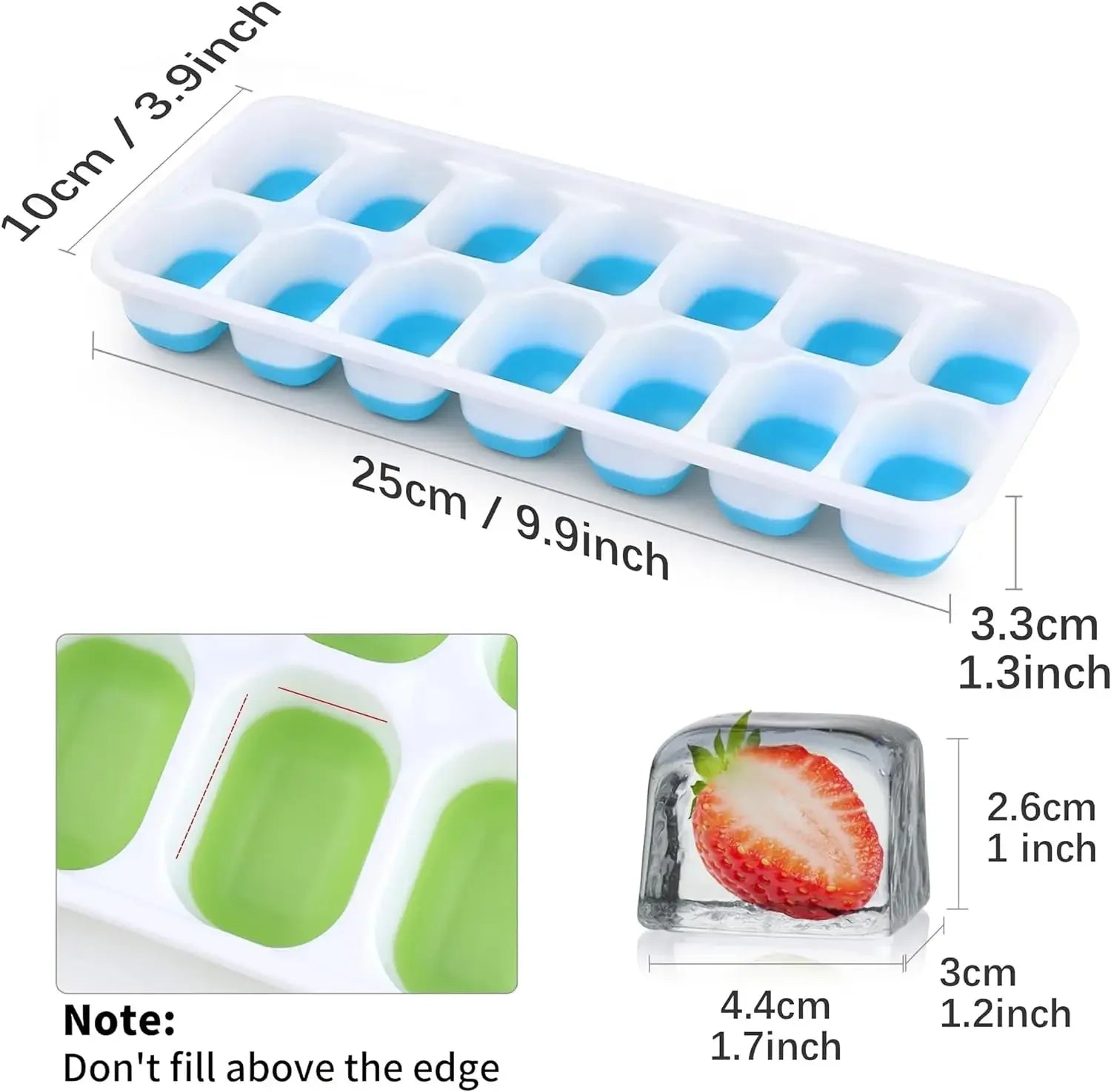 Silicone square ice cube mold with lid, 14 compartments easy to demold, DIY kitchen accessories, homemade freezing small tools