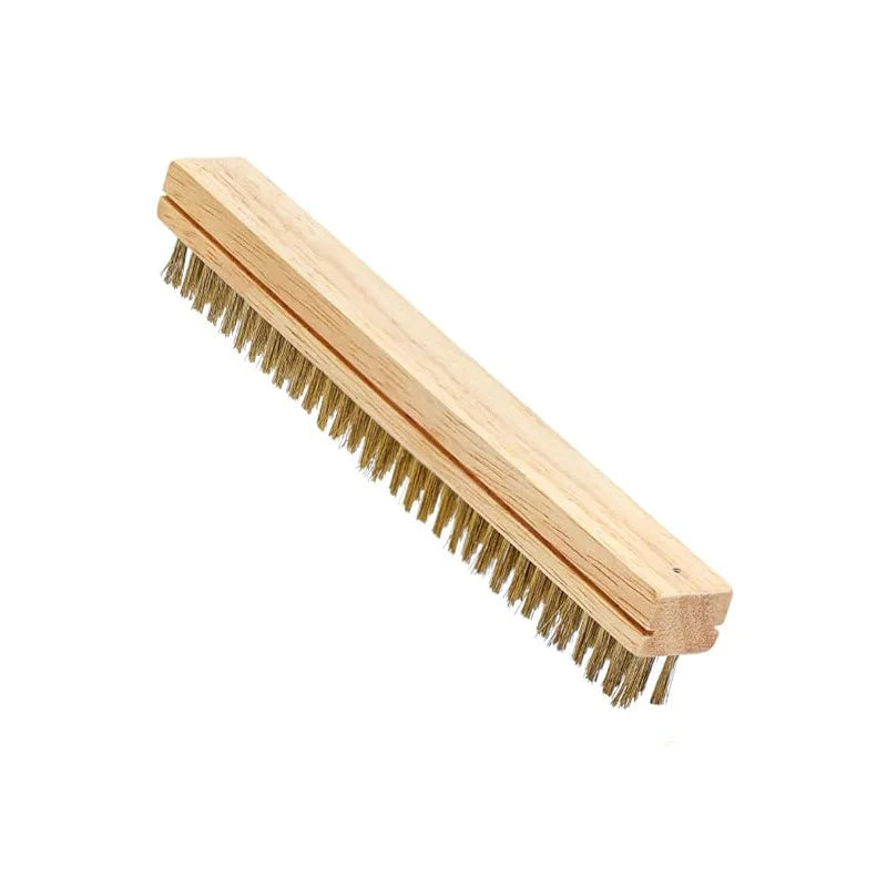 21/26 Inch Pizza Oven Brush with Scraper Brass Wire Pizza Stone Cleaning Brush for BBQ Grill Cleaning Outdoor Oven Accessories