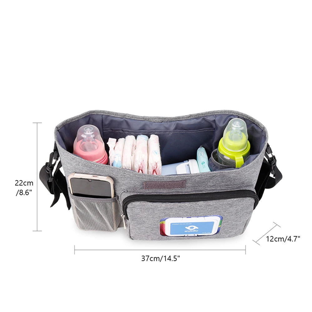 Two-Tone Quilted Stroller-Hanging Diaper Bag - Large Capacity Mom Backpack With Multiple Pockets Waterproof Mom Bag