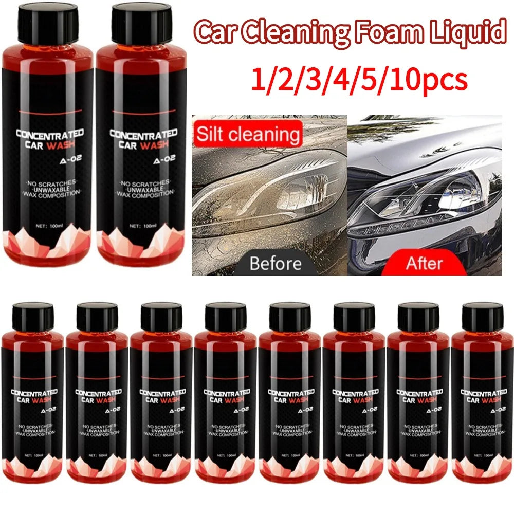 100ml Car Cleaning Foam Large Capacity High Concentration Super Foam Car Wash Liquid Auto Washing Shampoo Foam 1/2/3/4/5/10pcs