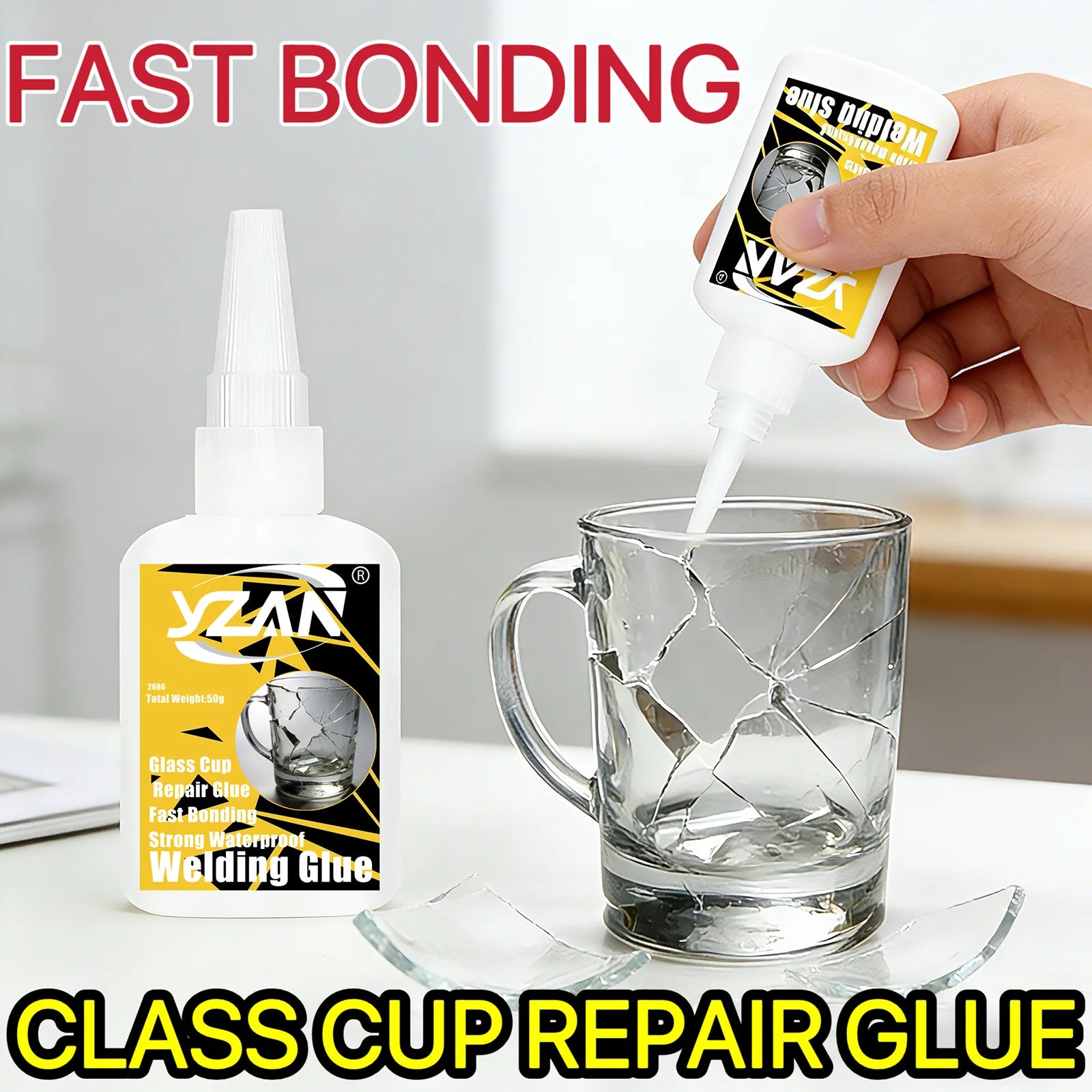 Glass Glue Clear Waterproof Strong Crack Repair Adhesive for Drinking Cup Wine Glass Mug Vase Glassware DIY Glass Craft Ornament