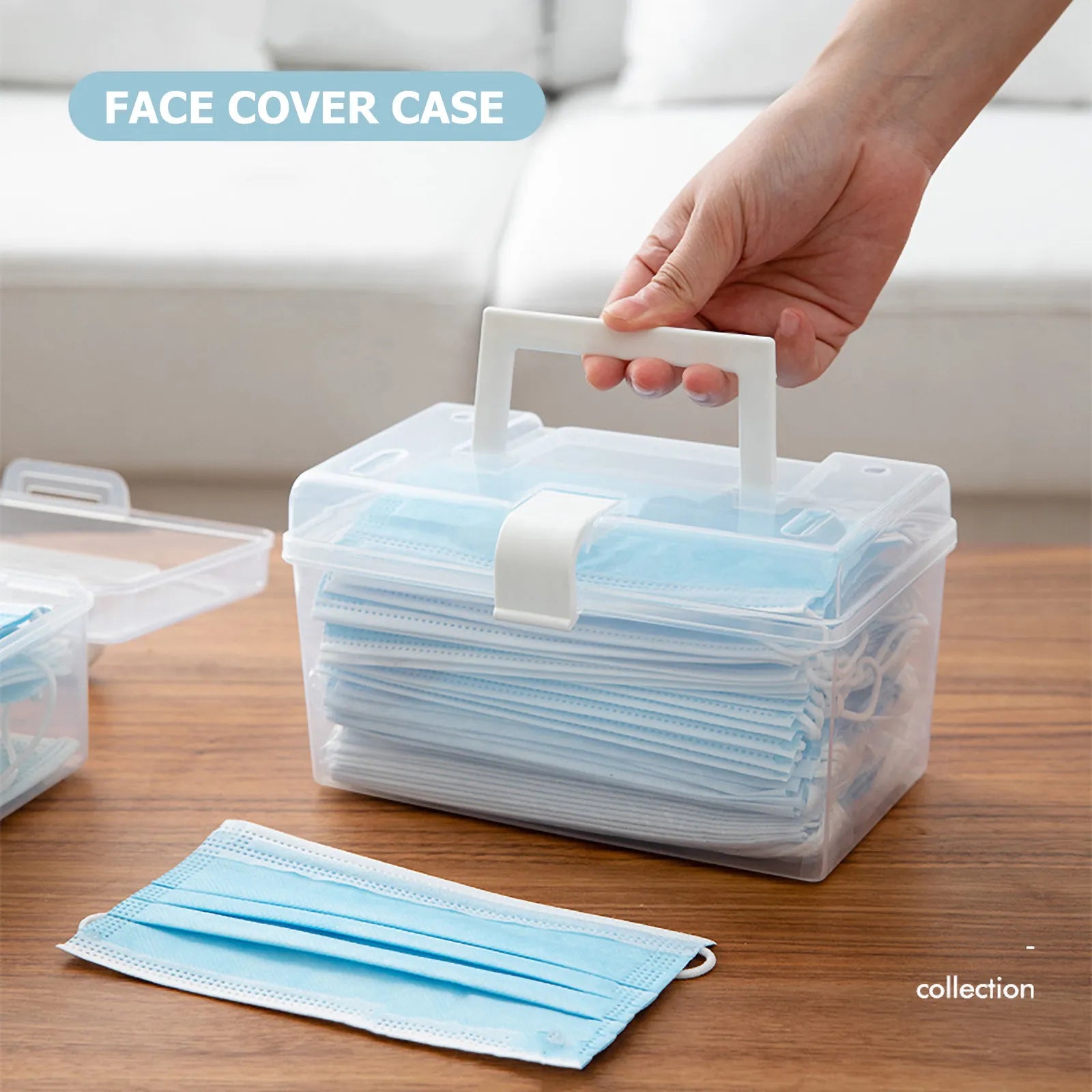 1Pcs Transparent Premium Plastic Mask Storage Box Dustproof Portable Face Cover Case Space Saving Drawer Cabinet Organizer