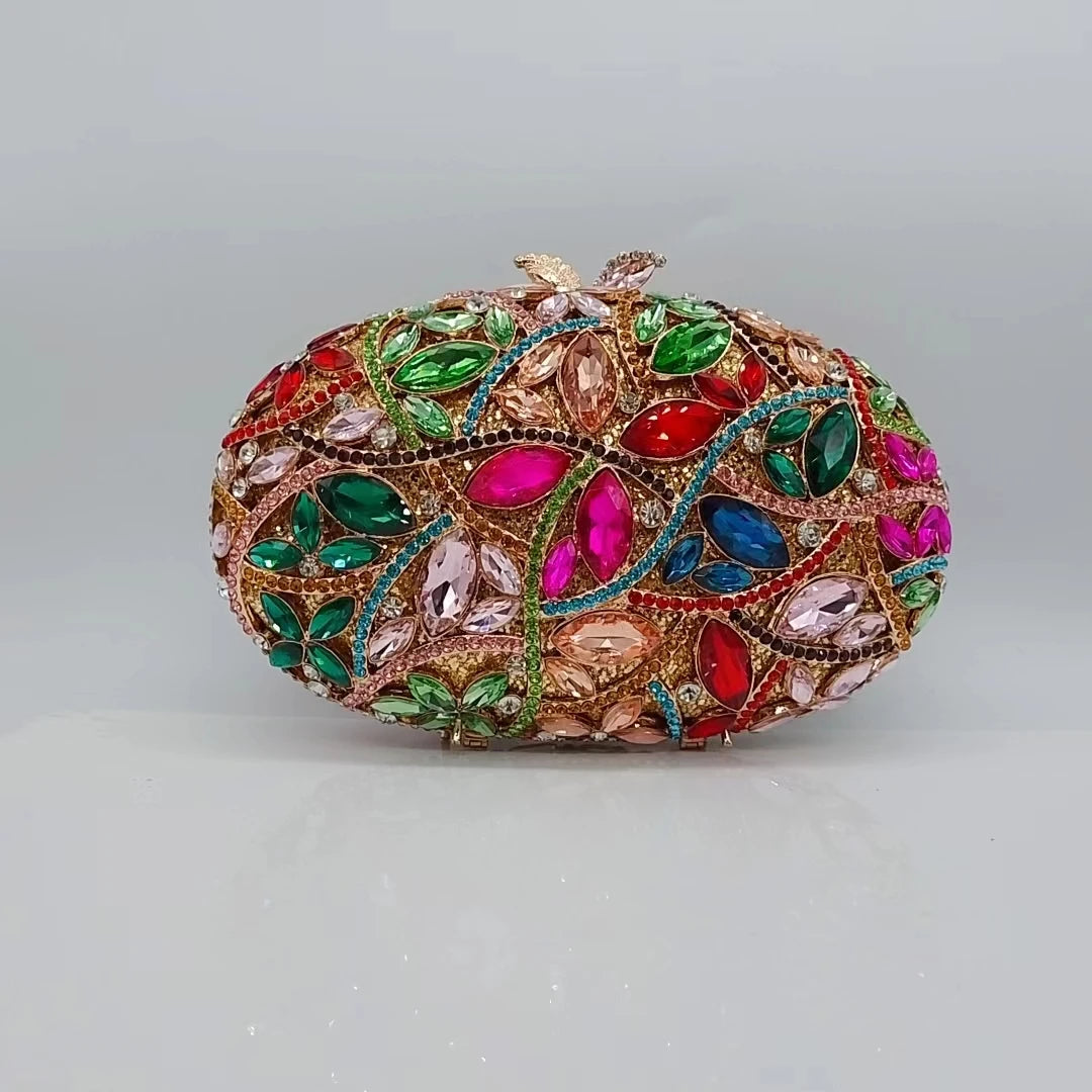 Designer Colorful Crystal Wallet Luxury Rhinestone Party Evening Clutch Bag for Women