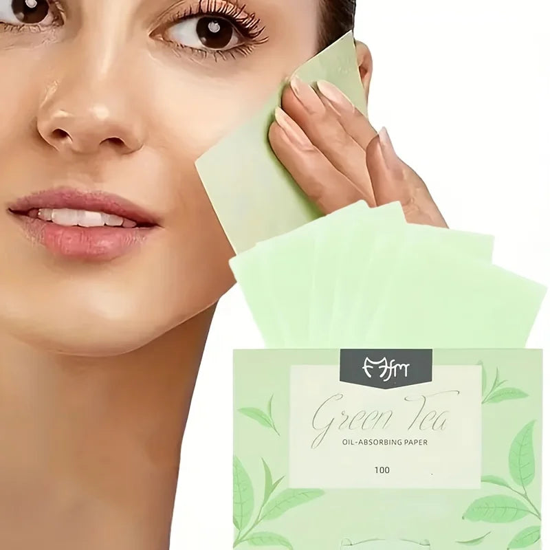 100 Pieces Portable Oil Absorbing Facial Oil Blotting Paper, Instantly Control Facial Shine and Refresh Skin, Oil Control Care