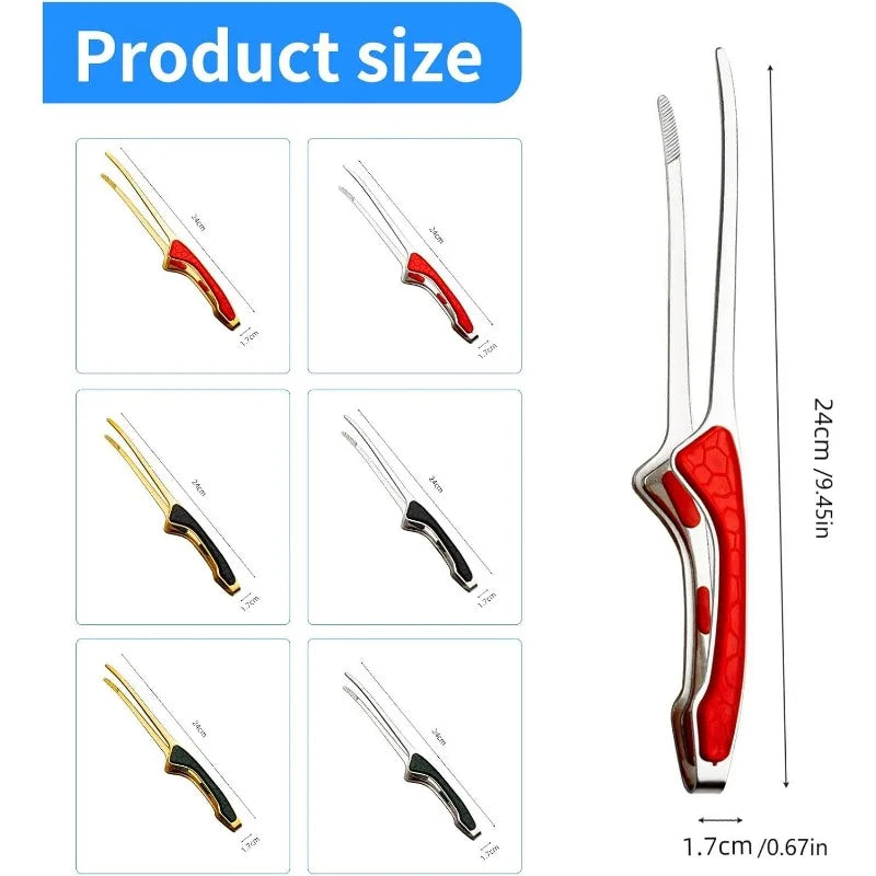 1pc Stainless Steel Barbecue Tongs Steak Tongs Metal Food Tongs Non-slip Grip Non-stick Durable Kitchen Pliers for Cooking