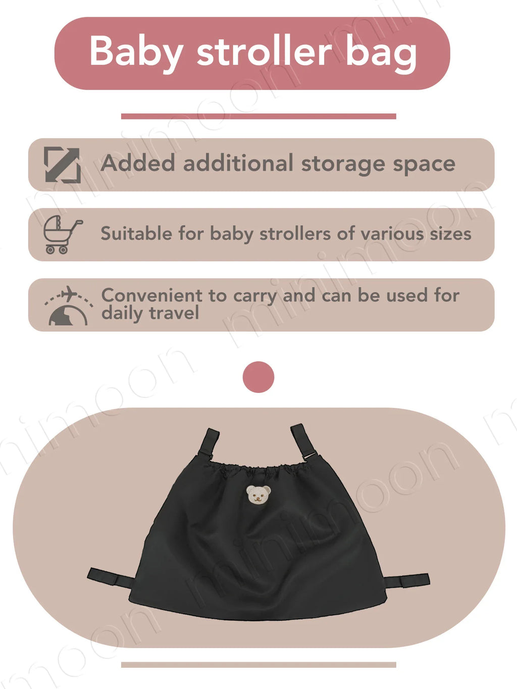 Large Capacity Baby Stroller Organizer Bag, Multi-Compartment Hanging Diaper Caddy for On-the-Go Baby Essentials