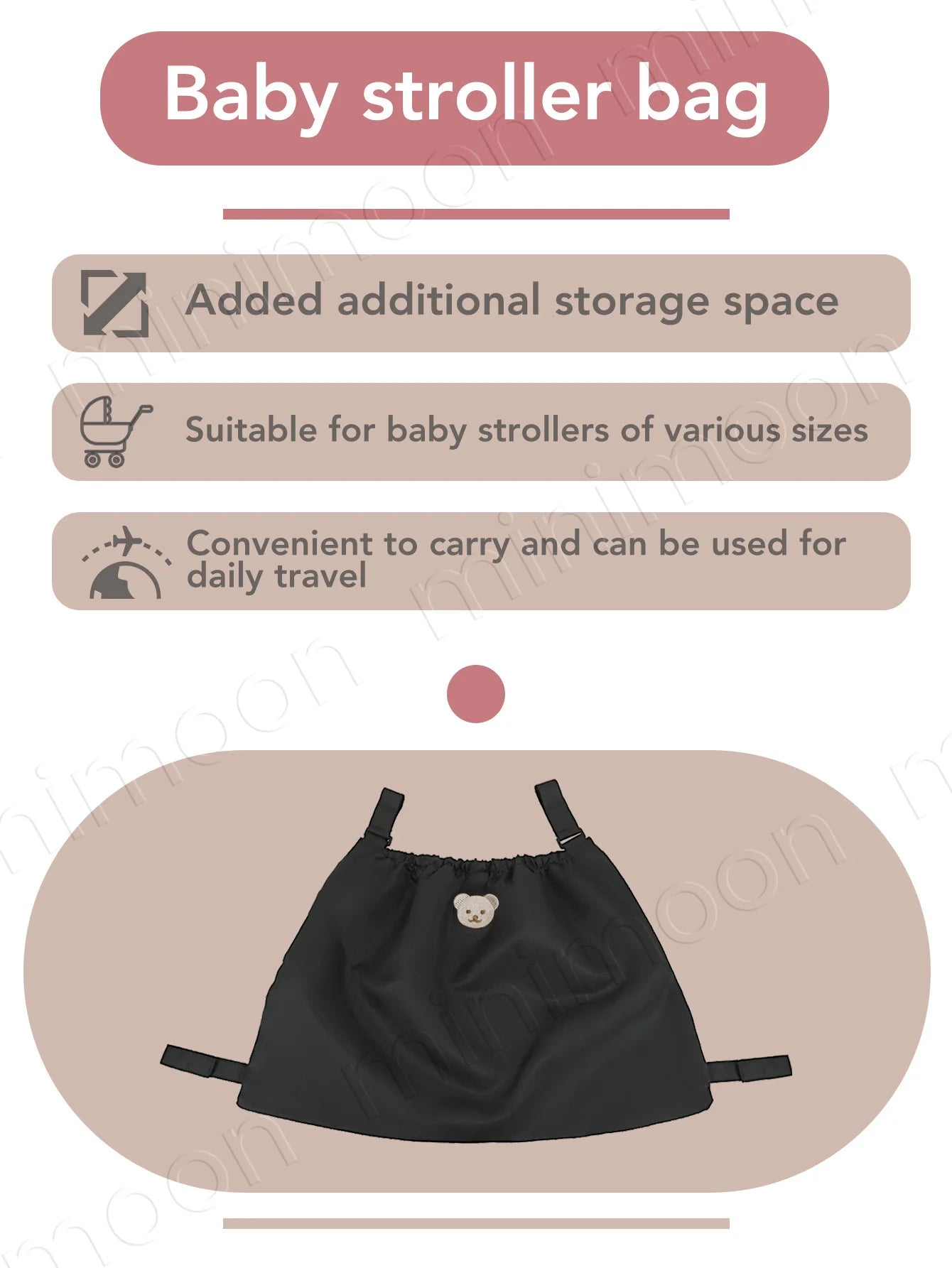 Large Capacity Baby Stroller Organizer Bag, Multi-Compartment Hanging Diaper Caddy for On-the-Go Baby Essentials