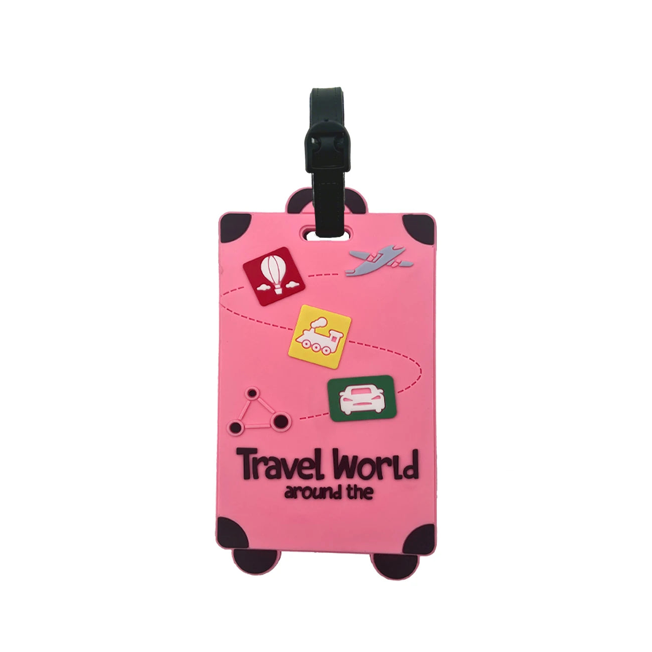 Silicone Travel Luggage Tags – Name & ID Card Holder, Anti-Counterfeiting, Solid Color Airplane Accessories