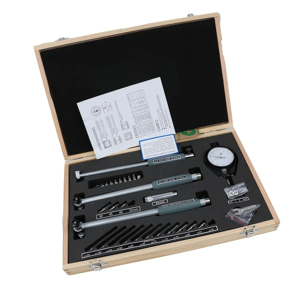 3PCS/SET 18-160MM Deep Engine Hole Measurement 0.7-6" 0.0005" Dial Bore Indicator Gauge