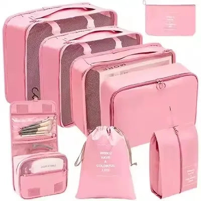 8Pcs Travel Packing Cubes Set Waterproof Luggage Organizer with Drawstring Storage Pouches for Clothes Shoes Underwear Cosmetics