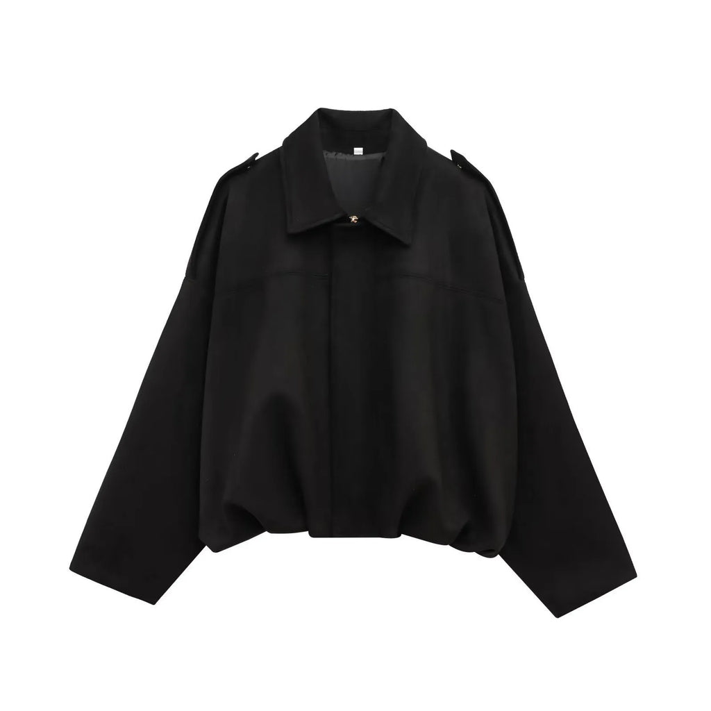 2025 autumn winter women bomber jacket bat sleeve zipper loose suede texture casual top European American style
