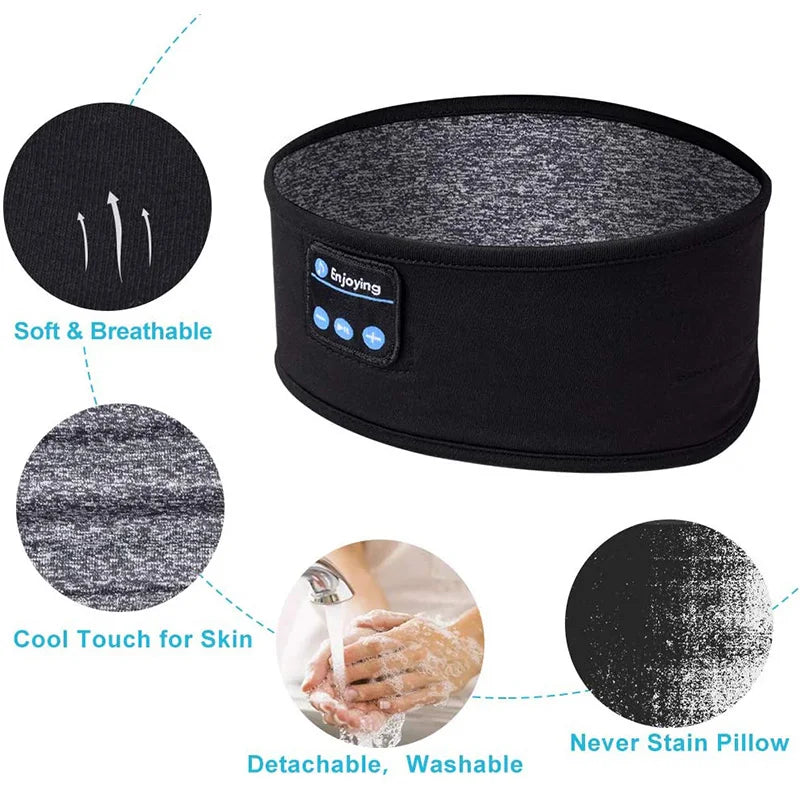Wireless Bluetooth Headband Sleeping Headphone Sport Earphone With Mic Stereo Speakers Eye Mask For Android iPhone Laptop Tablet