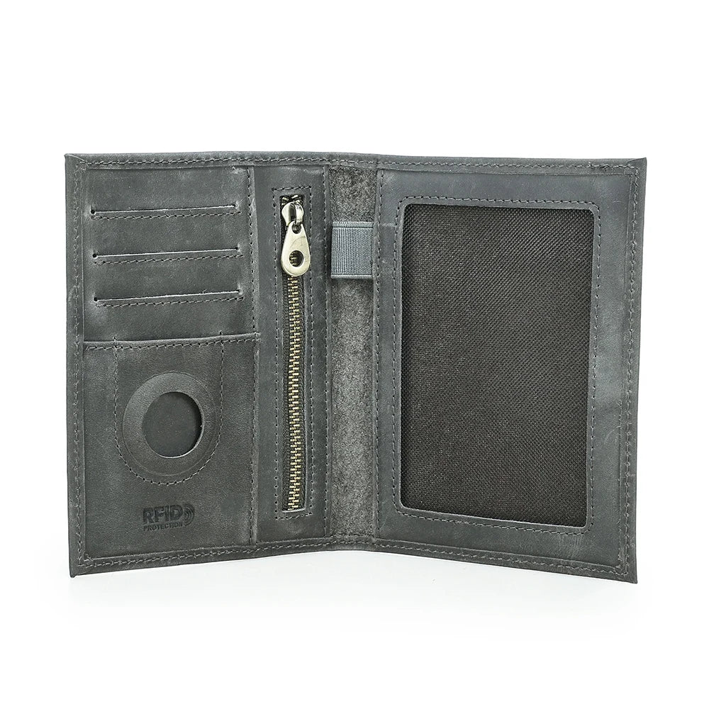 Genuine Cow Leather Passport Holder Travel Wallet with Airtag Case Anti-lost Pocket Pen Card Holder RFID Blocking Passport Cover