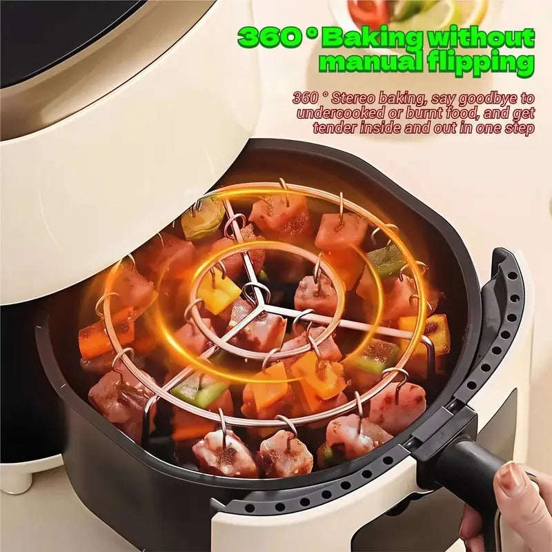 Stainless Steel Circular Hanging Skewer Rack Detachable Barbecue Holder for Grilled Meat Drying and Kitchen Food Arrangement