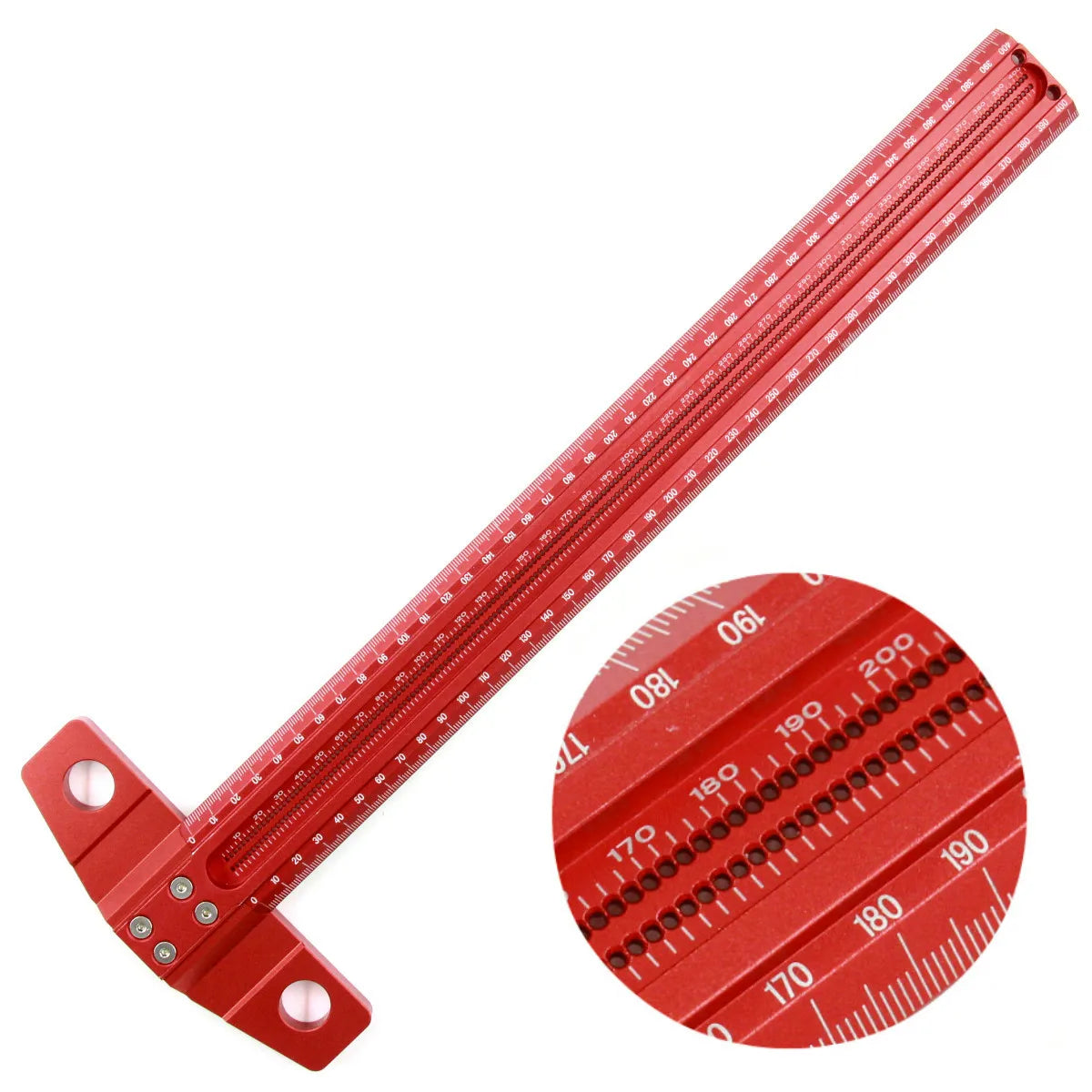 Aluminium Alloy T Hole Positioning Metric Measuring Ruler 300-600mm Precision Marking T-Rule Scriber Ruler Woodworking Tool