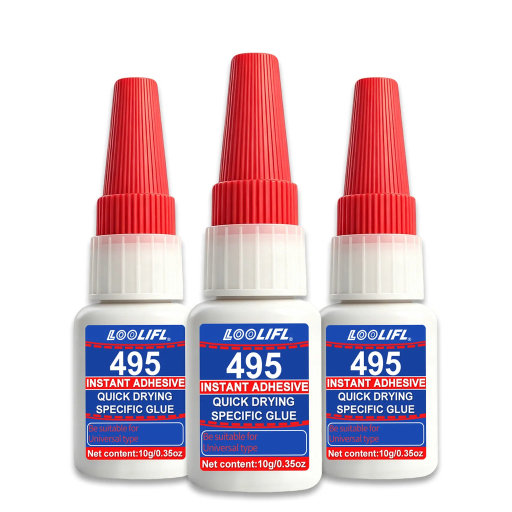 Loolifl 495 Instant Adhesive 10g Super Glue for Everyday Repairs DIY Crafts Plastic Metal Rubber Strong Permanent Bond 1-10Pcs