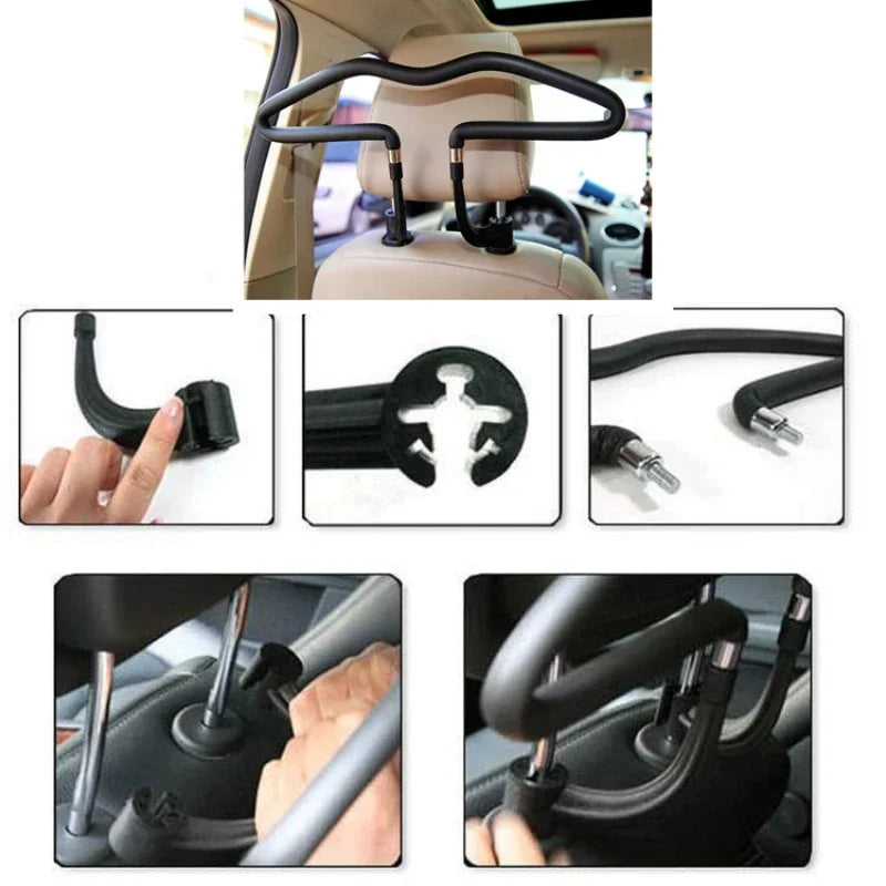 Compact Stainless Steel Car Coat Hanger Practical Automotive Clothing Hanger Never Rust Jacket Suit Holder Rack