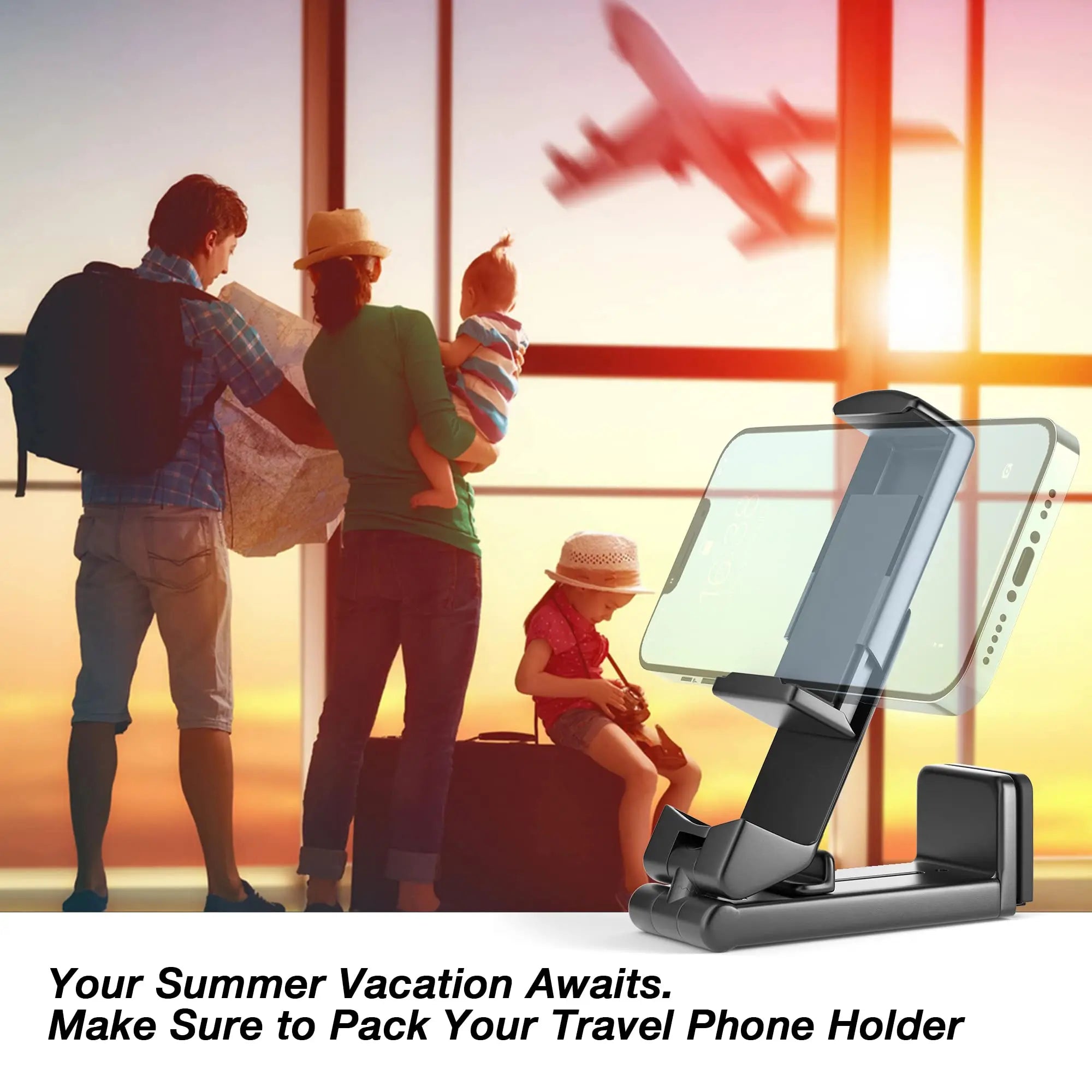 Foldable Airplane Phone Holder Portable Travel Stand Desk Flight Adjustable Rotatable Selfie Holding Train Seat Stand Support