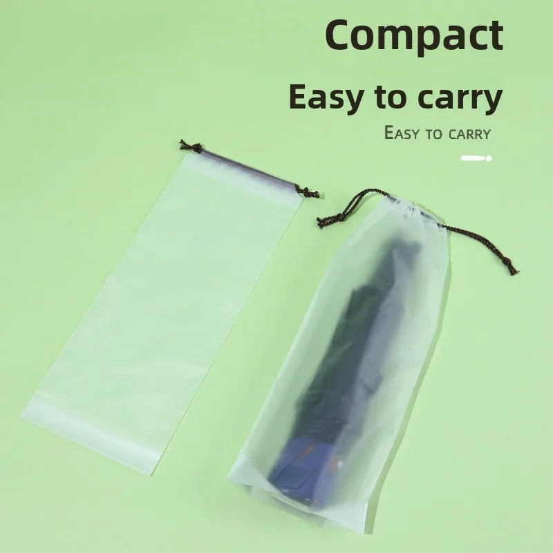10pcs Beam Mouth Waterproof Umbrella Storage Bag Plastic Bag Drawstring Bag Translucent Bag Out Storage Vehicle-mounted Wet Bag