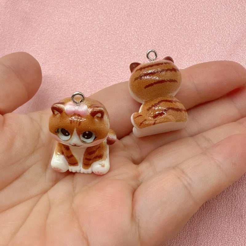10pcs 3D Beach Kitten Cartoon Handmade DIY Accessories Cream Gel Resin Small Accessories Material Pack