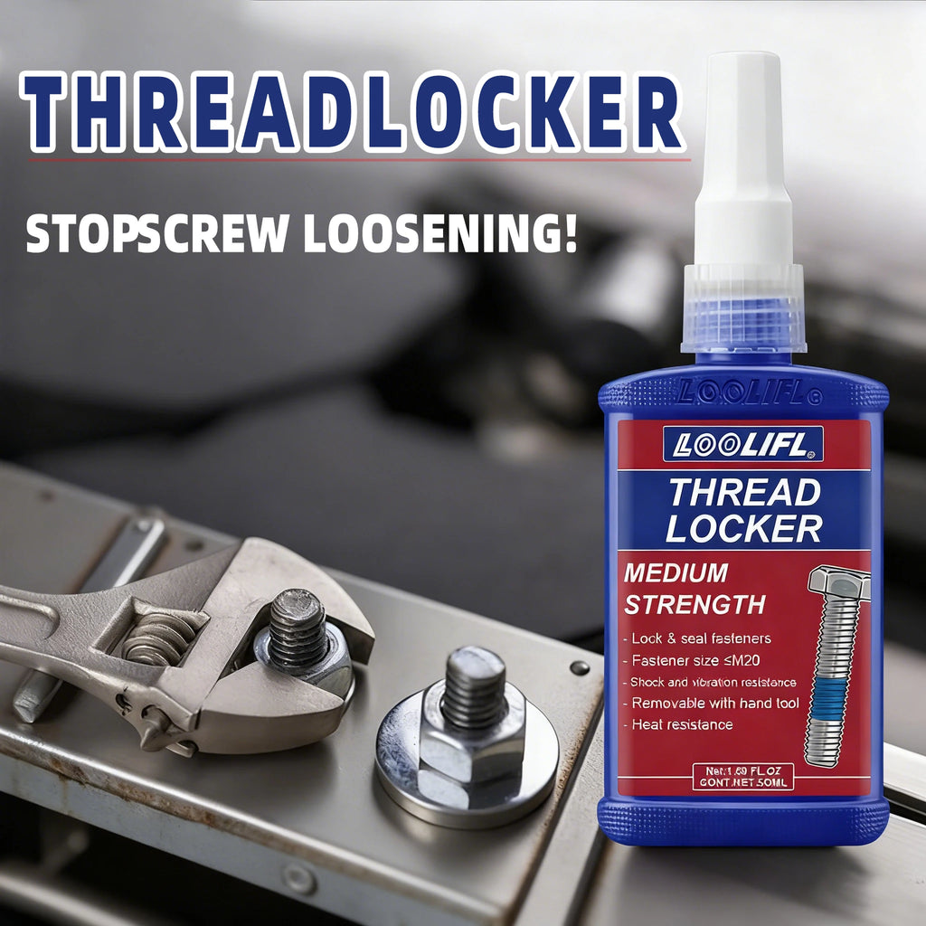 LOOLIFL 243 Blue 50ml Threadlocker 50ml Medium Strength Removable Screw Lock Glue Anti Loose Thread Sealant for Metal Fasteners