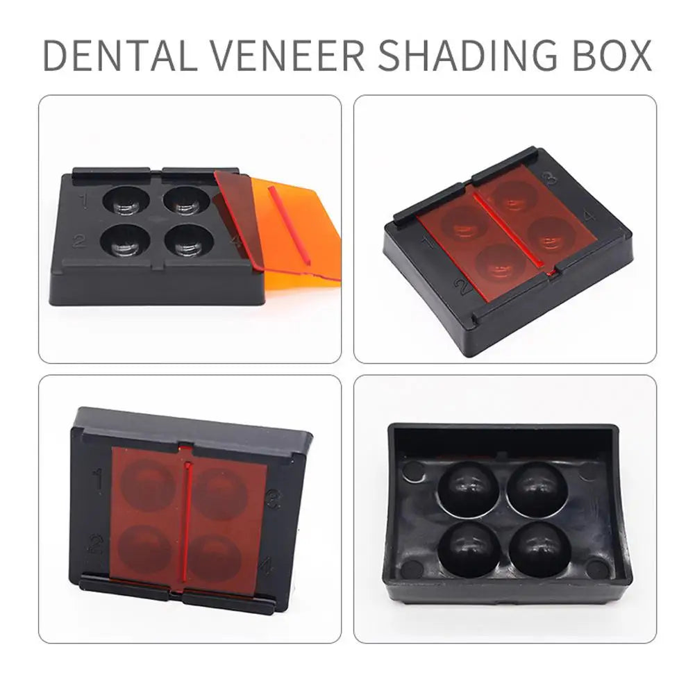 4 Holes Dental Shading Light Box Composite Resin Mixing Well Light-proof Storage Hading Color Toning Case Dentist Material