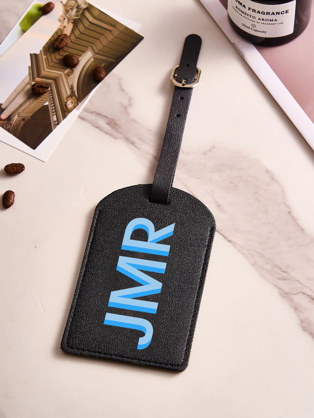 Personalized Initial Luggage Tag Custom Letter PU Leather Travel Bag Tag UV Printed Suitcase ID Label Travel Gift for Women Men