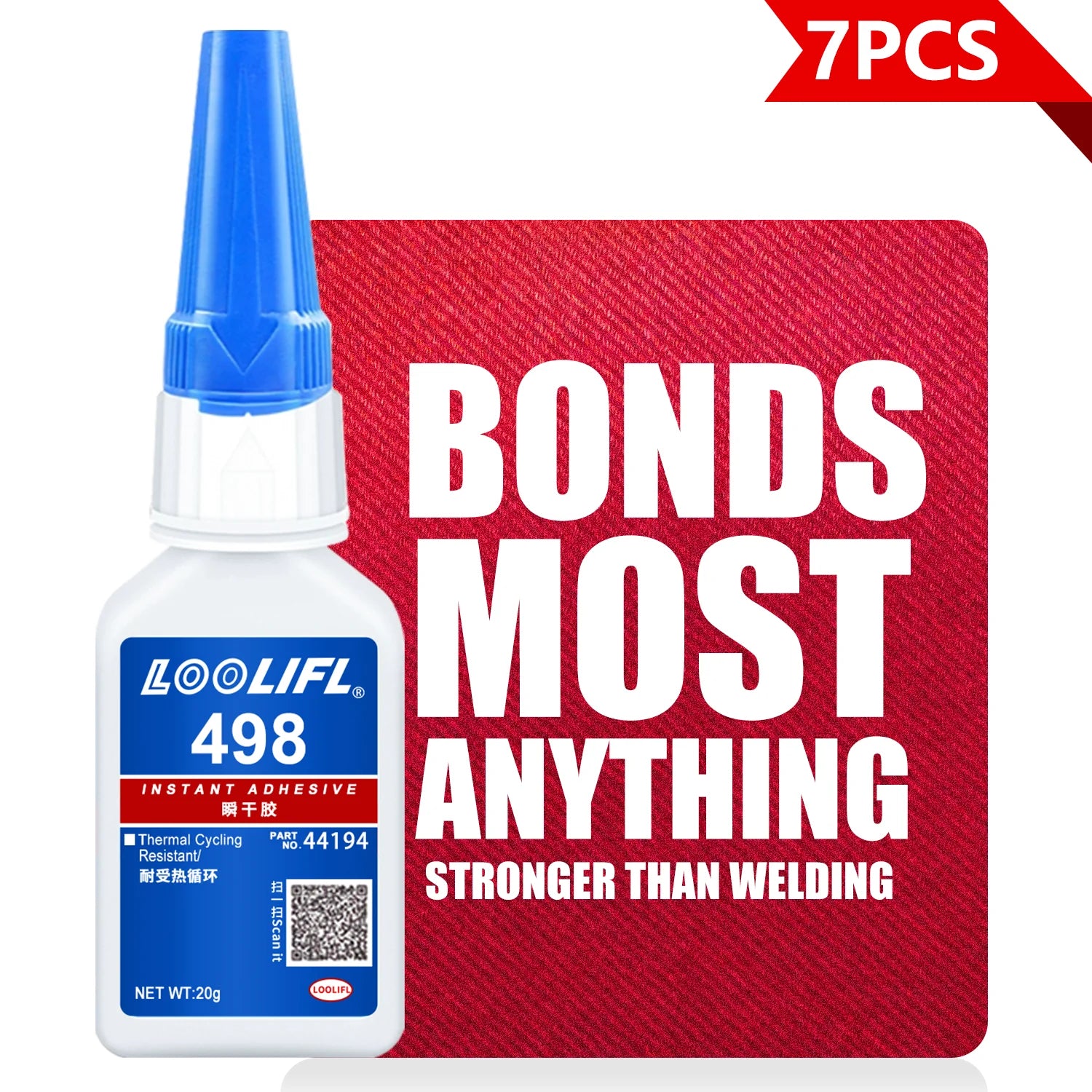 LOOLIFL 498 20ml Super Glue Liquid Clear Cyanoacrylate Adhesive Instant Glue Quick Dry for Plastic Wood Metal Crafts Repair Tool