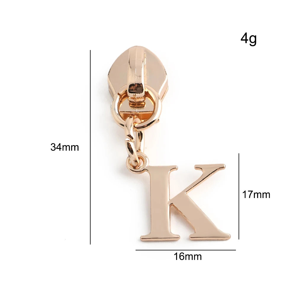 20/50PCS 5# Nylon A-Z English Initial Letter Zipper Puller Slider For Create Personal Logo Bag Purse Trinkets Gift Accessories