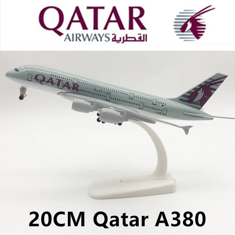 16CM/20CM Diecast Alloy Model Qatar A380 Airlines Aircrafts  With Stand Landing Gear Collection Display Airplanes Gifts Fans