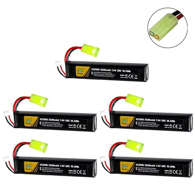 7.4V 2500mAh Lipo Battery Split Connection for Water Gun 2S 7.4V Battery for Mini Airsoft BB Air Pistol Electric Toys Guns Parts