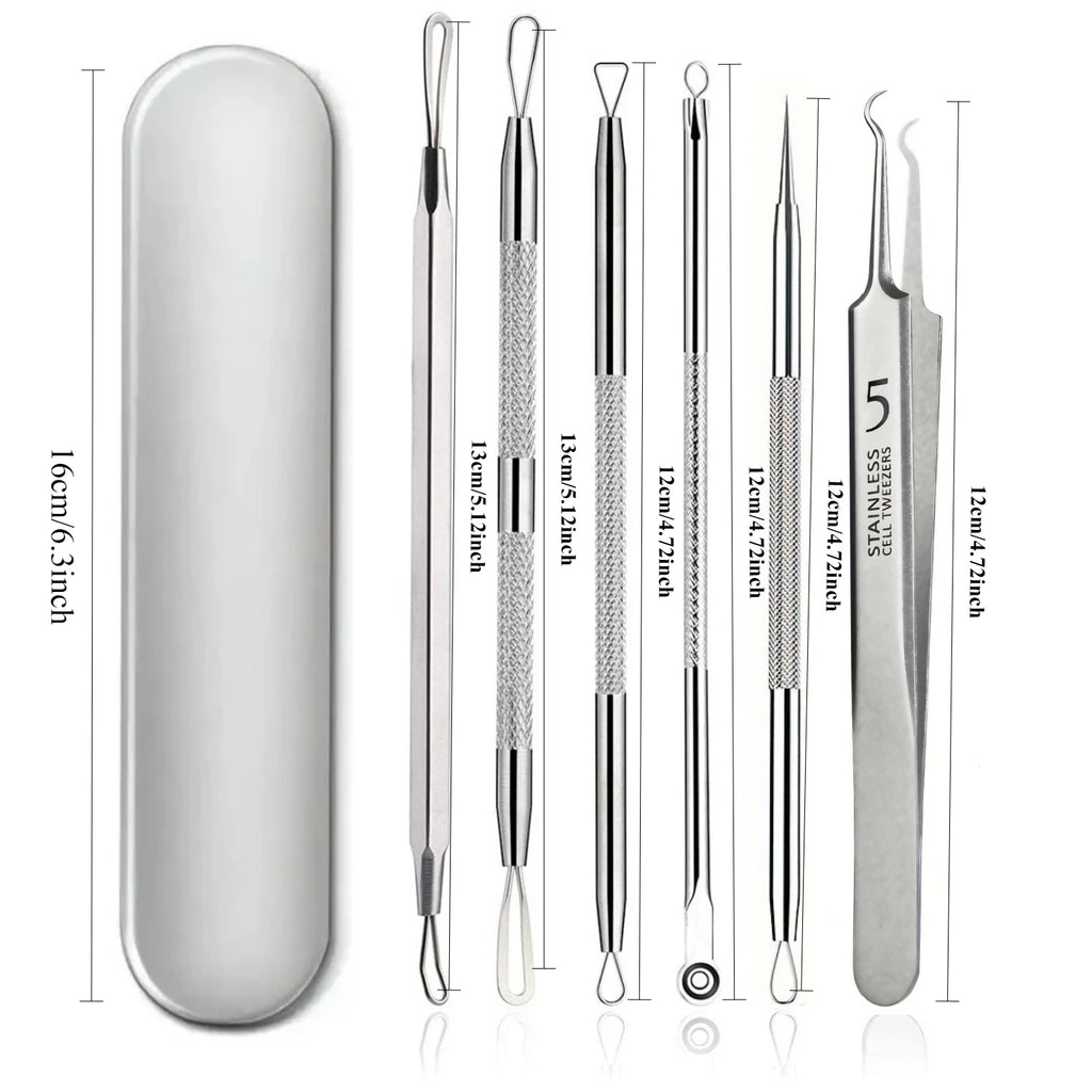 Blackhead Removal Tool Acne Extractor Acne Cleaning Kit, suitable for blemishes, white hole bursts, nose and face tools iron box