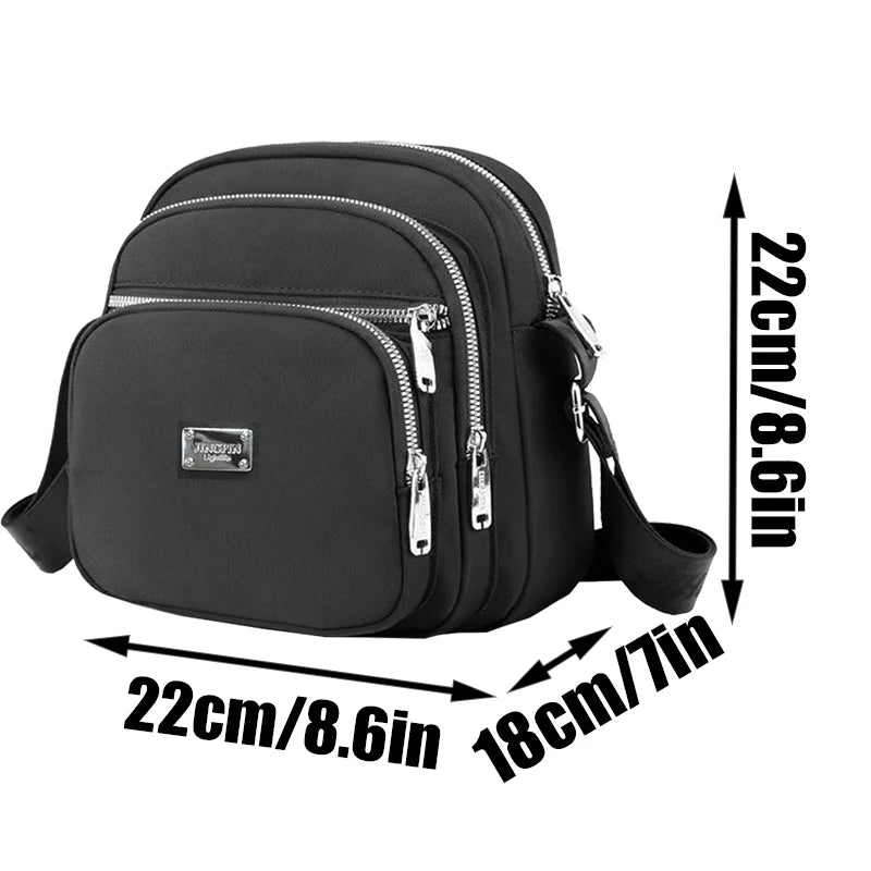Women's Red Nylon Crossbody Bag Waterproof Multi-Pocket Lightweight Adjustable Strap Casual Daily Use Handbag for Shopping