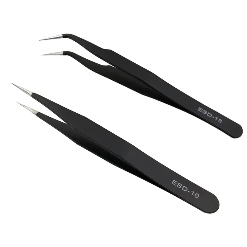 Circuit Board Repair, Stainless Steel Tweezers, Black, Bird's Nest Screening, Eyelashes, Nail Art Sequins, Bean Beads DIY Tool
