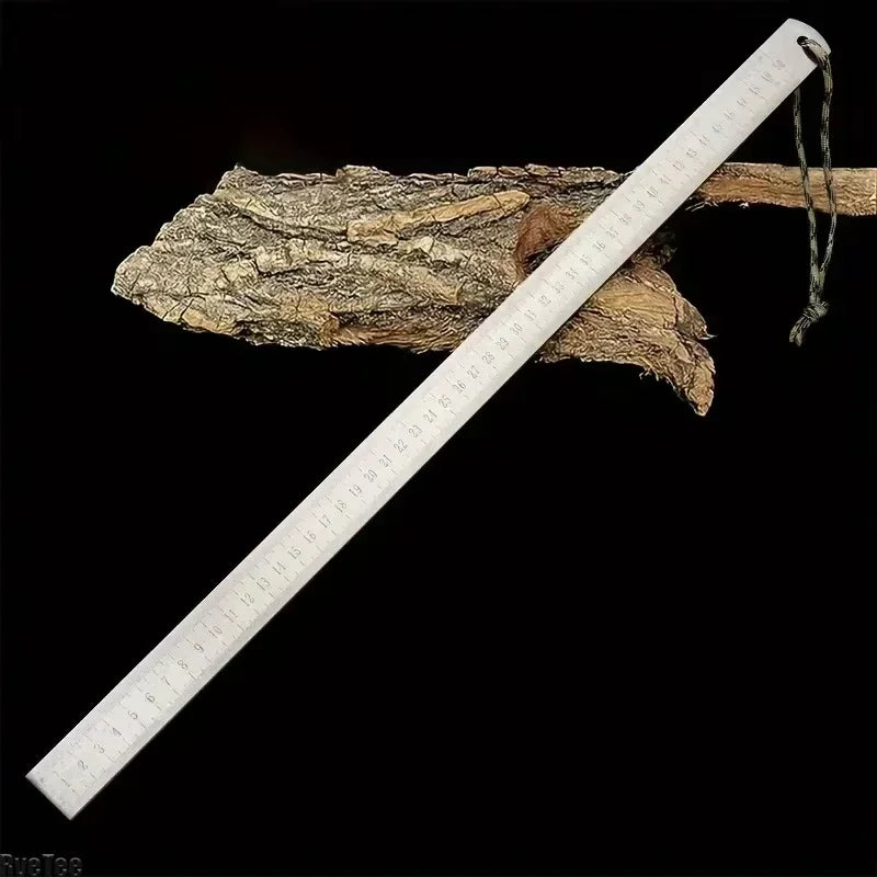 20 Inch Dual-Scale Stainless Steel Ruler Durable Thickened Quenched Steel with Random Lanyard Style Drawing & Measuring Tool