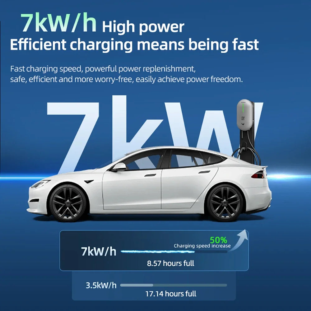 ROMADA EV Charger IEC62196 Type2 EVSE Wallbox 32A 7 KW 1Phase Adapter Bluetooth APP Control for Electric Vehicle Car With CE