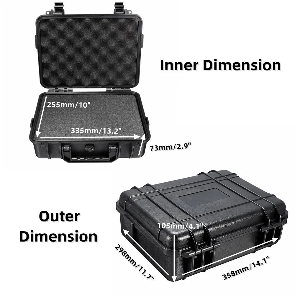 Plastic Safety Equipment Case Waterproof Hard Carry Tool Box Shockproof Storage Box with Sponge for Tools Camera