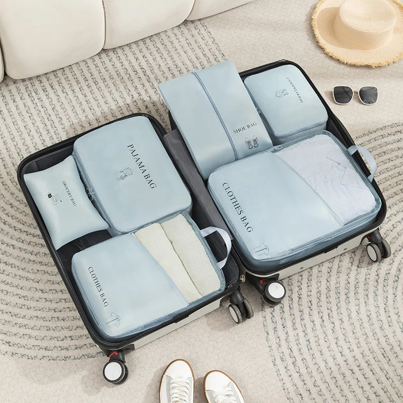 Travel Multi-Piece Set, Simple Cosmetics Bag, Travel Portable Large-Capacity Storage, Waterproof, Moisture-Proof, Dirt-Resistant, Easy-Care Storage Set, Compressed, Space-Saving, Easy-To-Use Clothing Cosmetics Bag, Intimates